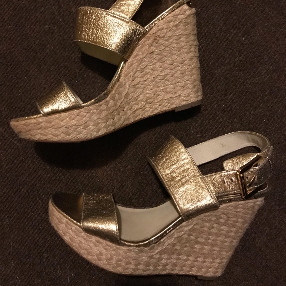 Michael Kors Espadrille Gold Wedges